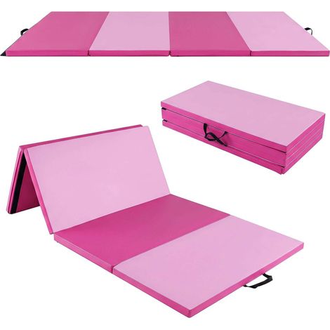 Foldable Gym Mat, Dark Pink, 240x120x5 cm, EPE Foam