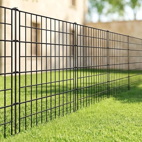 Clôture Décorative de Jardin 5 Panneaux Longueur Totale 3,5m (101 cm H x 71 cm L) - Barrière Pour Animaux de Compagnie en de Métal Pour Lapins et Patio (1/5)
