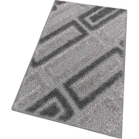 Tappeto Bagno Moderno Morbido Soffice Assorbente Asciugapassi Antiscivolo Lavabile Grigio - 50x110 Cm