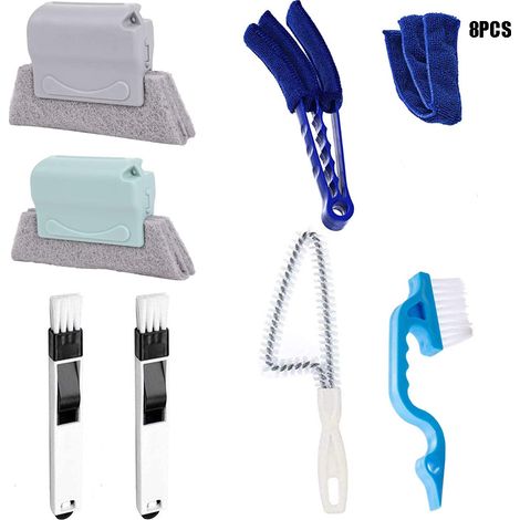 Lot de 7 brosses de nettoyage pour rainures de fenêtres, brosses de nettoyage pour stores,