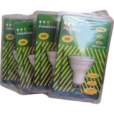 Pack x4 Bombillas LED GU10 6W – Luz Cálida 3000K