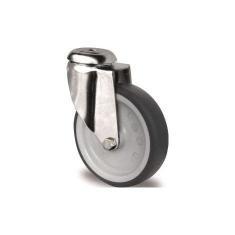 Rueda loca  D.100mm capacidad  de carga  100kg orificio  trasero  PP  cojinete deslizante  VA  TPE  gris  TECWERK (1/2)