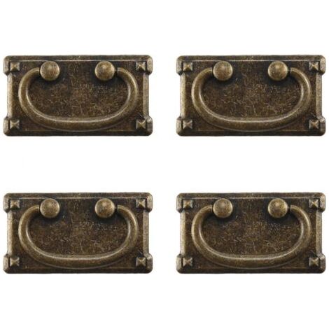 Poignées de tiroir en Bronze Antique Vintage, 4 pièces, poignées de traction en anneau, décoration de poignée de meuble de porte d'armoire (1/5)