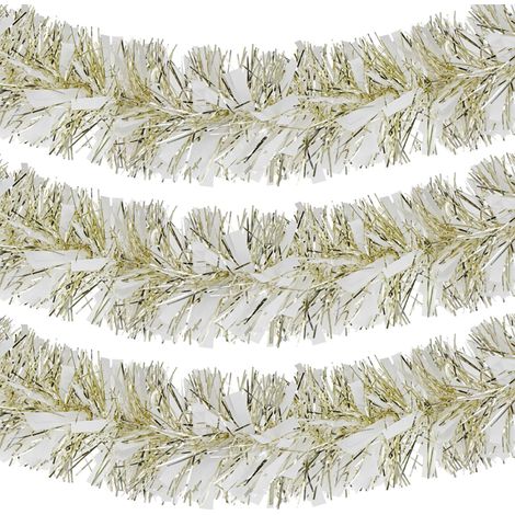 Guirlande Noël blanche champagne 10 m, fine à suspendre pour mur, cheminée, sapin