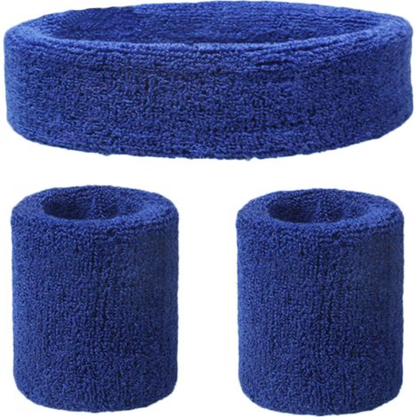 Bracelet De Sport - Bandeau Et Bracelets Antidérapants En Polyester Coton - Pour Course À Pied Football Tennis - 1 Set (1/3)