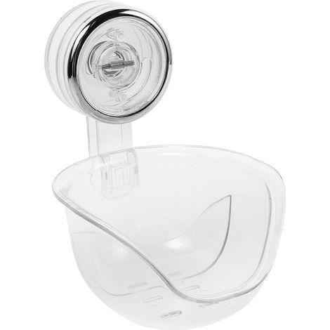 Porte-éponge cosmétique à ventouse, rectangulaire transparent, rangement mural pour salle de bain, ensemble en plastique (1 ensemble) (1/5)