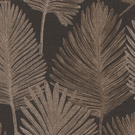 Natur Tapete Profhome 786736 heißgeprägte Vliestapete strukturiert mit floralen Ornamenten und metallischen Akzenten anthrazit schwarz-braun bronze 5,33 m2