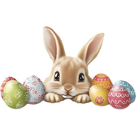 Décorations de Paques pour fenêtres : ufs de lapin mignons, autocollants printaniers réutilisables en PVC pour la maison, le bureau ou l'école. Idéales pour les fêtes de Paques, les fêtes de printemps (1/5)