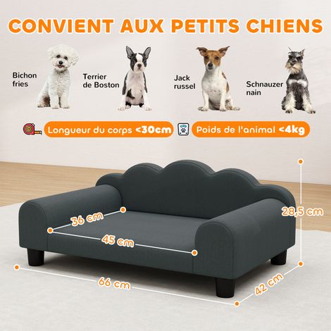Canapé pour chien. canapé pour animal de compagnie avec dossier et accoudoirs. respirant. 66 x 42 x 28.5 cm. gris foncé (1/5)