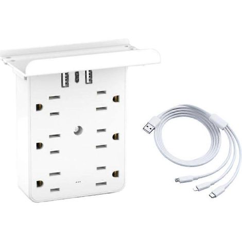 10-in-1-Wandsteckdosenleiste mit integriertem Nachtlicht, ideal für Zuhause oder Büro (amerikanischer Stecker Typ A). (1/5)