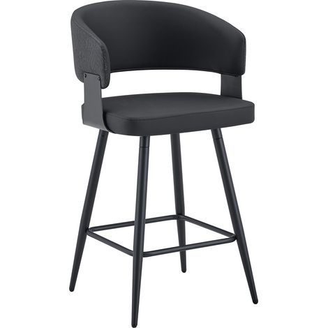 ELVMI Lote de 1 Silla de Comedor con Reposabrazos y Respaldo Curvo para Cocina y Comedor, PU, Negro (1/5)