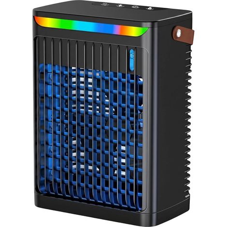 Mini condizionatore portatile，ventilatore 3 in 1 con 5 velocità，serbatoio da 680 ml，alimentato tramite USB，colore nero (1/5)
