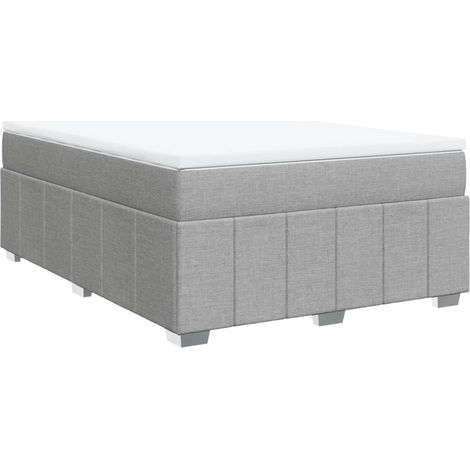 Maison Exclusive - Sommier à lattes de lit avec matelas Gris clair 160x200cm Tissu (1/5)