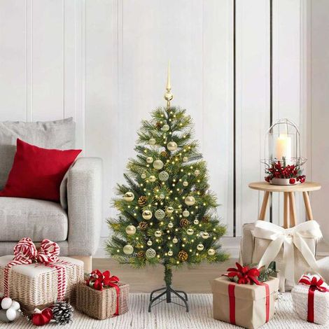 Sapin de Noël Artificiel avec branches pliables et cônes 120 cm, Décoration de Noël (1/5)