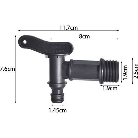 Robinet Cuve 1000l Plastique 3/4'' pour Recuperateur Eau de Pluie, Adaptateur de Bote de Rangement d'eau IBC avec Joint Contre-Ecrou et Raccord de Robinet (2 Pcs) (1/3)