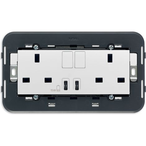 VIMAR - 20224.CC.B 2 tomas 2P+E 13A BS +int +USB C+C blanco