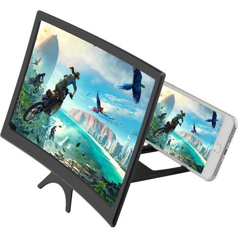 Lente d'ingrandimento per schermo del telefono, amplificatore per smartphone con schermo 3D pieghevole da 12", zoom 3-4x con design a superficie curva, pellicola ingranditrice per tutti gli smartphone (1/5)