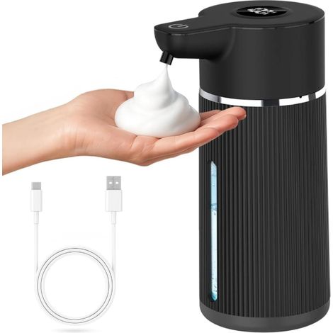 Dispensador de jabón automático sin contacto para cocinas y baños, capacidad de 420 ml/14,5 oz, pantalla digital inteligente, 4 niveles de líquido ajustables. (1/4)