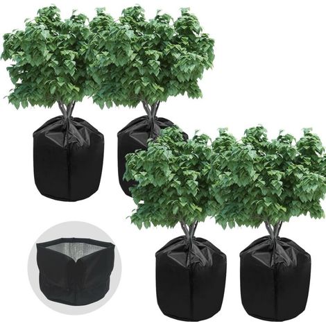 Protections d'hiver pour pots de fleurs - avec cordon de serrage - pour arbres fruitiers d'extérieur, etc. - Lot de 4, noir, 65×70 cm (1/5)