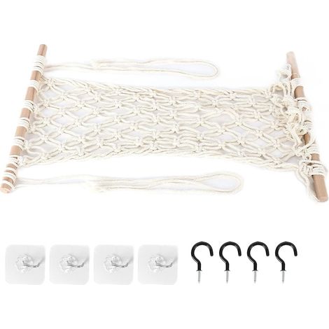 Panier à fruits avec crochets, élégant en corde de coton pour le rangement dans la cuisine ouverte (1/5)
