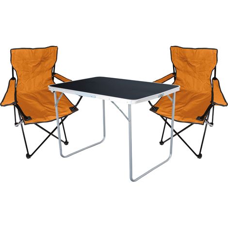3-tlg Campingsessel Orange + Campingtisch-MMC330870B+2xMPO2468 (1/5)