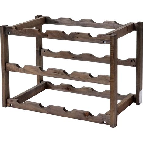 [JAMAIS UTILISÉ] Étagère à vin HHG-578, porte-bouteilles, sapin, 3 fonds, 1 pièce