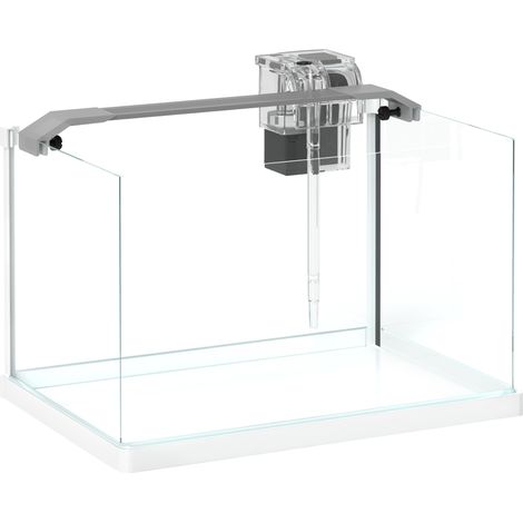 Aquarium en verre 20L avec éclairage LED, filtre pompe intégré, 38x26x27 cm blanc (1/5)