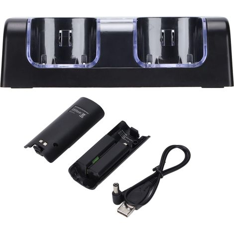 Chargeur de Batterie pour Télécommande, Double Station de Charge Silencieuse pour Batterie de Télécommande de Jeu, économique et écologique pour Les Propriétaires de (Black) (1/5)