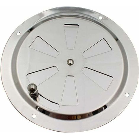 Rejilla de ventilación redonda de 125 mm – Acero inoxidable 316 – Apertura ajustable para ventilación interior – Instalación rápida de 4 orificios (1/5)