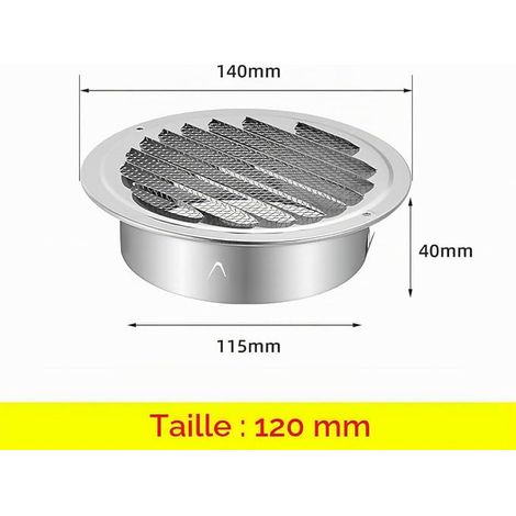 Acier Inoxydable Rond Grille de Ventilation de Tuyau D'échappement 120mm, Capot de Sortie D'air, Grille D'évacuation D'air Ronde, Hotte de Désenfumage Avec Moustiquaire (1/4)