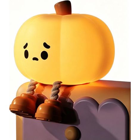 Veilleuse citrouille en silicone LED avec variateur tactile. Lampe de chevet rechargeable, pour femmes et enfants accessoire de bureau pour Hallowee (1/5)