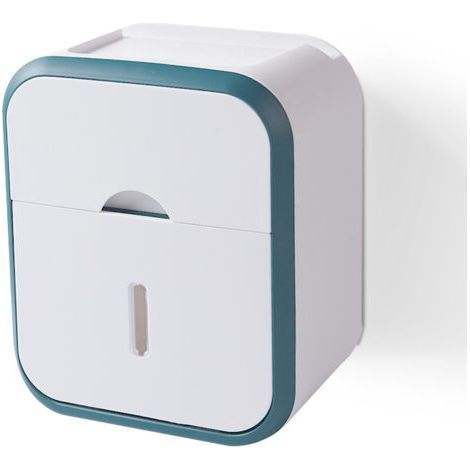 Distributeur de papier toilette mural vert, sans perçage, extracteur de papier et boîte à rouleau, étagère de salle de bain, sans axe de bobine (1/5)