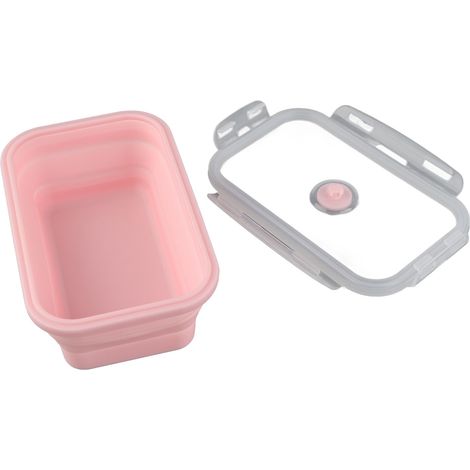 4-teiliges Silikon-Vorratsdosen-Set, tragbar, faltbar, für Küche und Freizeit, rosa (1/5)