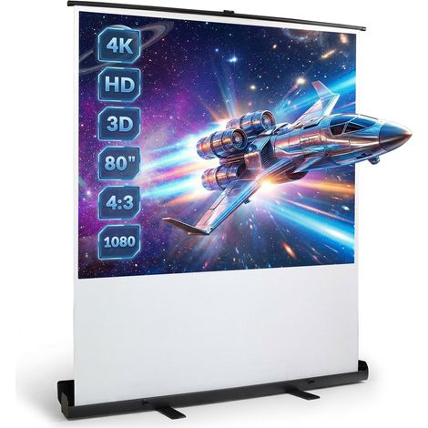 Beamer Leinwand 80 Zoll 4:3, Tragbare Projektionsleinwand, Bodenprojektor Bildschirm, Ohne Montage, für Heimkino, Büro & Präsentationen