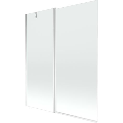 Pare-baignoire pivotant Silla, paroi de baignoire 140x150 cm en verre trempé, installation murale facile, design moderne, Chromé
