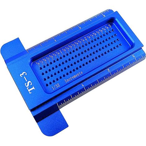 Règle à tracer pour le travail du bois, outil de positionnement des trous en alliage d'aluminium avec mesures métriques, outil de traçage portable pour le travail du bois (1/5)