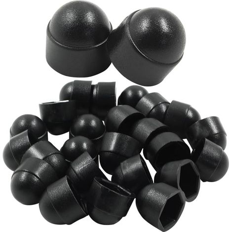 M10-Mutternabdeckungen – 17-mm-Schlüsselweite – Schwarz RAL 9005 – Polyethylen PE – Sechskantschraubenschutz – 50 Stück (1/5)