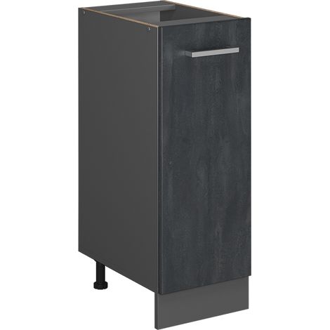 Armadio cucina dispensa alto R-Line, Calcestruzzo nero, 30 cm senza piano di lavoro, Vicco