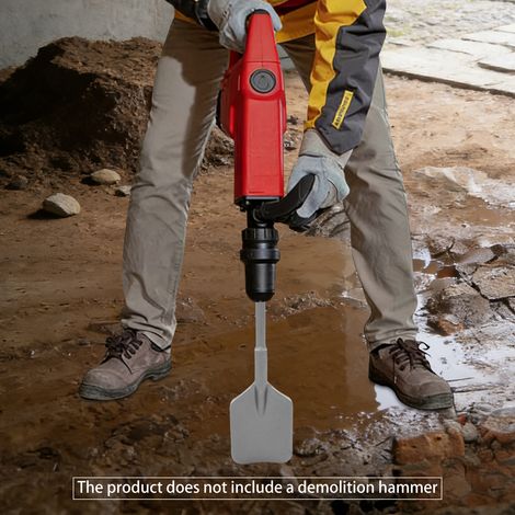 YISSALE - Bêche à argile ciseau SDS Max – Grattoir de sol pour béton et pierre – Acier chromé 40Cr – Longueur 400mm – Casse-céramique argent (1/5)