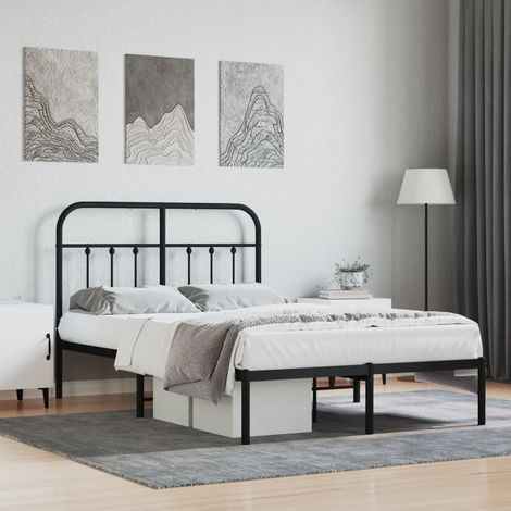 Lit adulte avec tête de lit pour Couchage,Cadre de lit métal noir 120x190 cm -BV27096 (1/5)