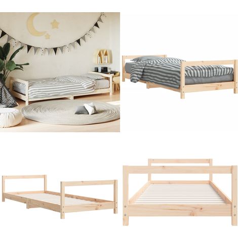 Estructura de cama para niños madera maciza de pino 80x200 cm - Estructura de cama - Cama de madera