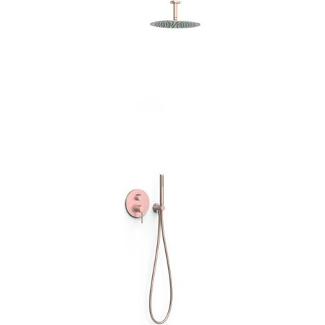 Kit mitigeur encastré 2 voies Rapid‑box pour douche Study Or Rose Mat 24K - TRES 26238003OPM