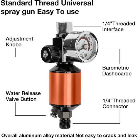 Integriertes Manometer für pneumatische Farbpistole, integrierter Öl-Wasser-Abscheider, umweltfreundlicher Niederdruck-Druckregler am Pistolenausgang (1/4)