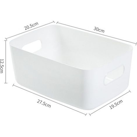 Panier de rangement bureau en PP, organisateur cosmétiques et fournitures avec poignée, grand modèle blanc pour maison (1/2)