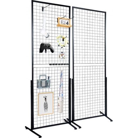 Grille d’Exposition sur Pied 2 PCs Panneau Grille en Acier 617x1716 mm Charge 27 kg Présentoir Grille sur Pied Accessoires Complets Installation Facile pour Affichage Présentation Photo Mémo (1/4)