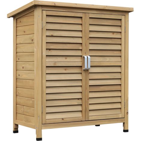 Armoire de jardin en bois sapin traité autoclave classe 4 – Dimensions 87L x 46,5l x 96,5H cm – 2 portes persiennes avec loqueteaux magnétiques – MH (1/5)