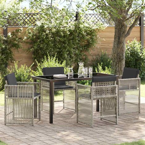 Set da Pranzo per Giardino 5 pz Grigio chiaro vidaXL (1/5)
