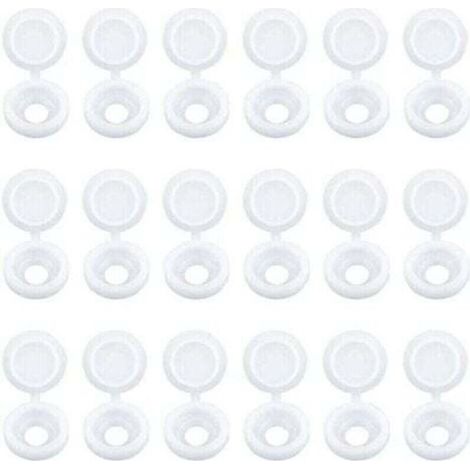 Lot de 100 Capuchons Blanc de Vis à Charnière Bouchons à Vis en Plastique pour Meubles Placards Étagères (1/4)