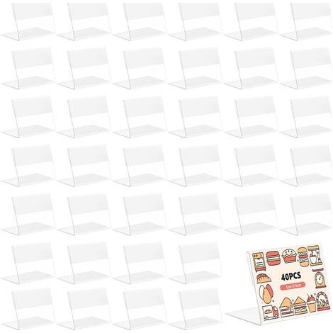 40 transparente Etikettenhalter, Mini-Displayschilder, durchsichtige Acryl-Kartenhalter, Namensschilder, Kartenhalter für Regale und Waren (1/5)