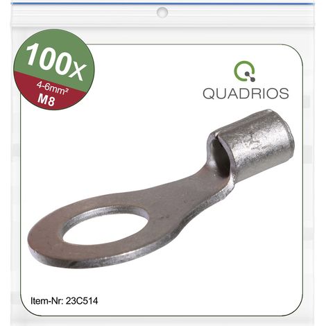 Quadrios 23C514 Ringkabelschuh  Querschnitt (max.)=6 mm² Loch-Ø=8.5 mm Unisoliert  100 St.